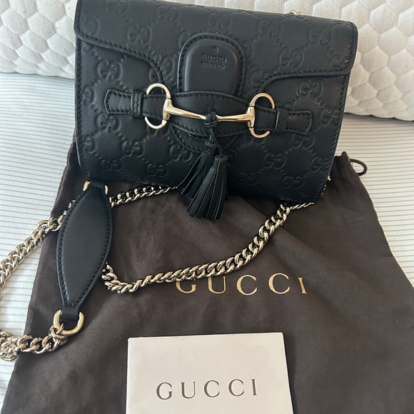 Black microguccissima full leather Emily chain crossbody - Picture 1 of 6